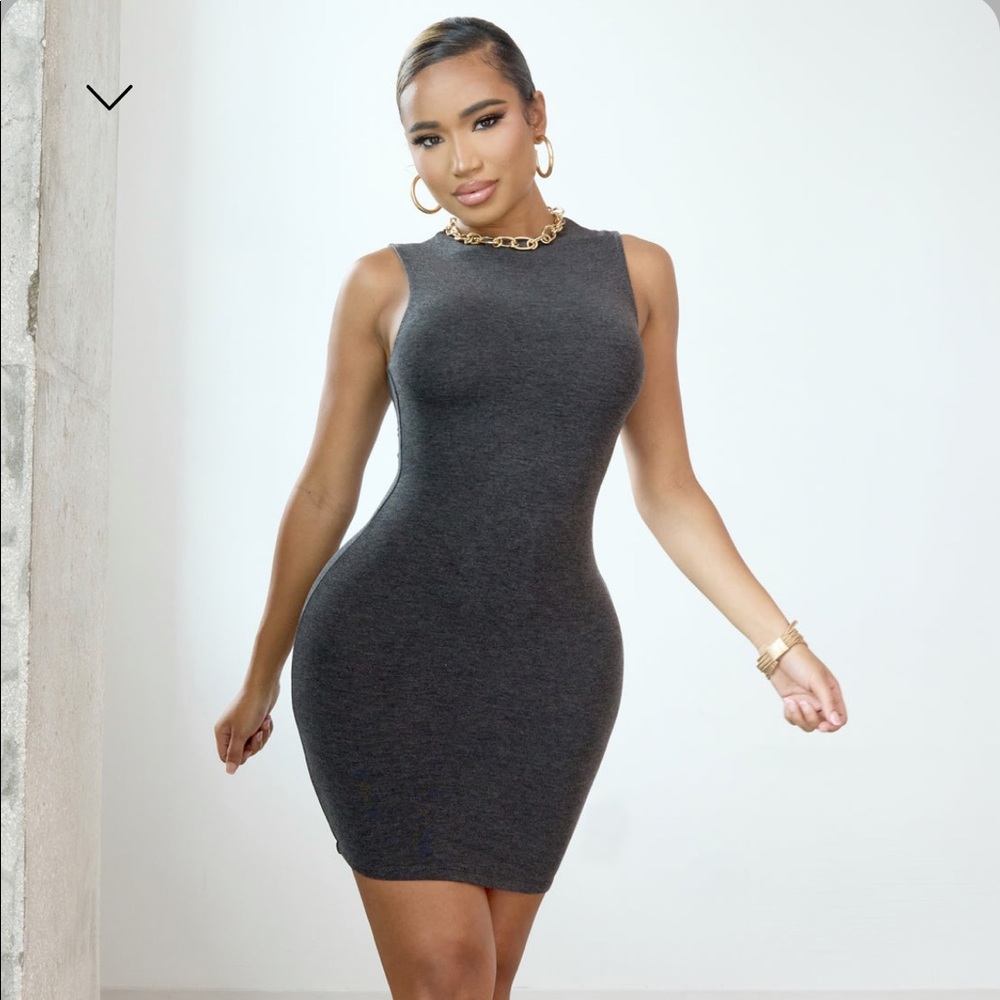 Matte Basix Sculpt Sleeveless Mini Dress - Charcoal
